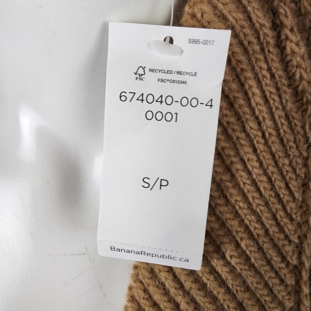 Banana Republic Deep V Neck Textured Pullover Wool Alpaca Sweater Camel Small - Picture 3 of 12